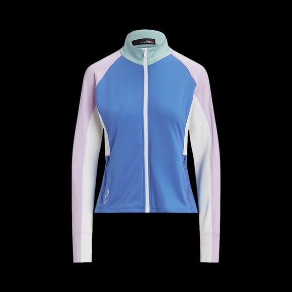 RLX Golf Ralph Lauren Womens Color Block Blue Purple Teal Full Zip Jacket Large - Picture 1 of 15